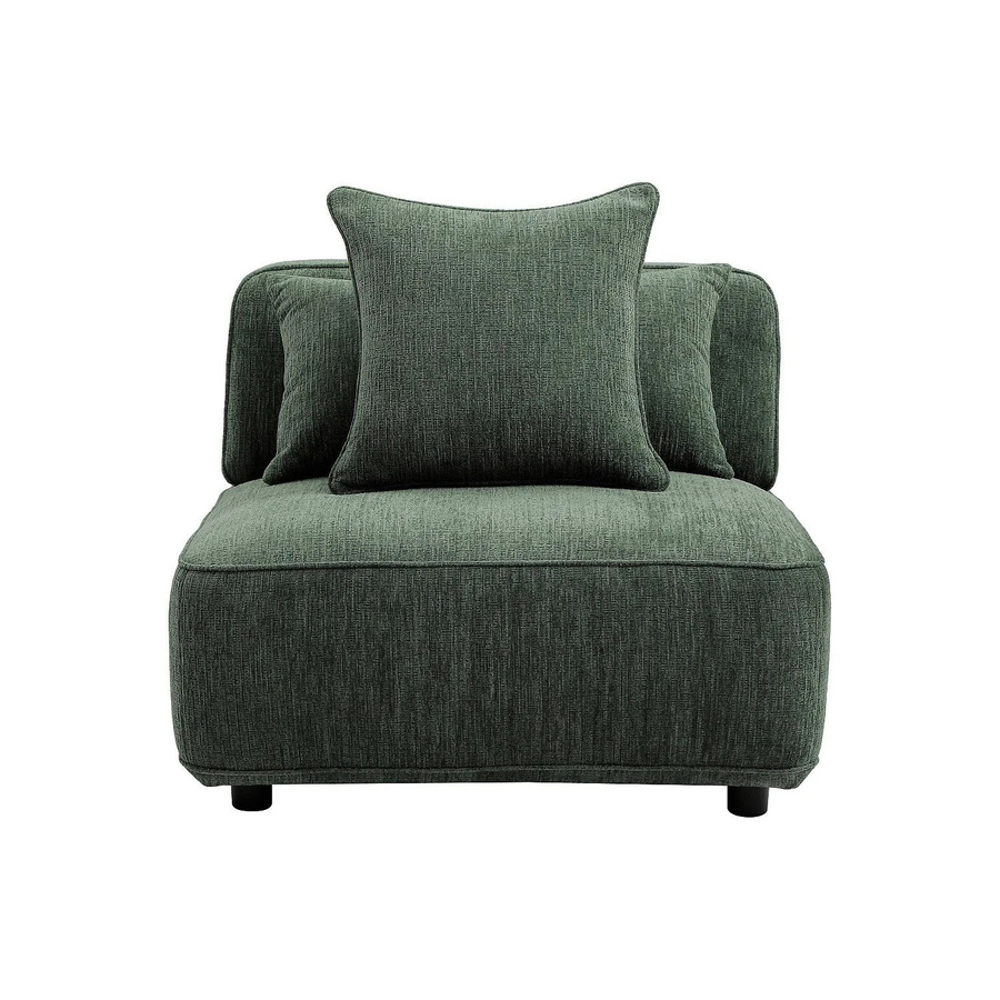 Lelaco Sessel mit gerader Rückenlehne in Grün aus Chenillestoff, Höhe: 91 cm, Breite: 74 cm, Tiefe: 105 cm - Bild 2