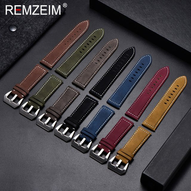 REMZEIM Uhrenarmband Leder, Schwarz, Vintage, Herren - Bild 1