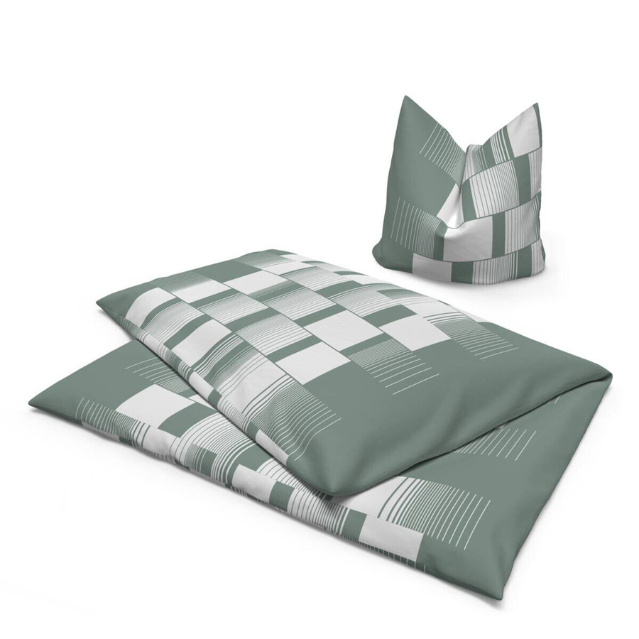 Sensation Microfaser Bettwäsche Set Grün Weiß mit Bettbezug und Kissenbezug aus Polyester, B/H: 135 x 200 cm, Kissen: 80 x 80 cm - Bild 2