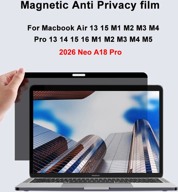 Magnetische Anti-Spionage-Bildschirmschutzfolie für Apple MacBook Air und Pro in Schwarz - Bild 1