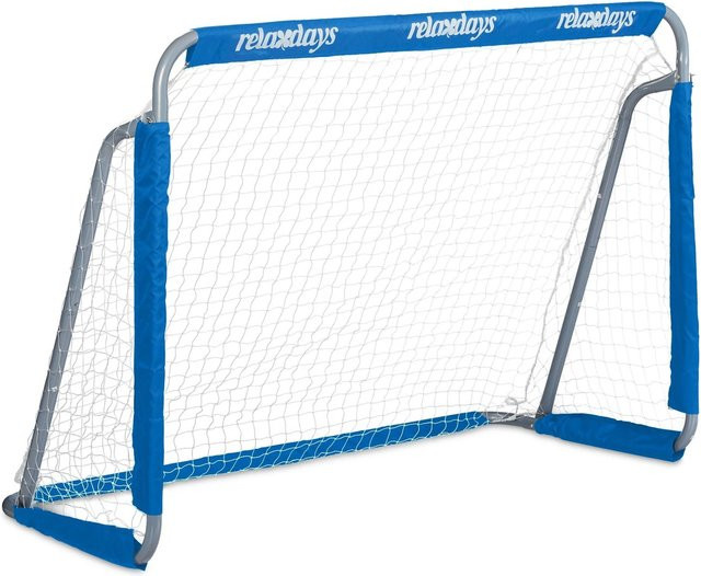 Relaxdays Fußballtor aus Eisen in Grau mit Polyester Netz, B/T/H: 152 x 110 x 74 cm - Bild 1