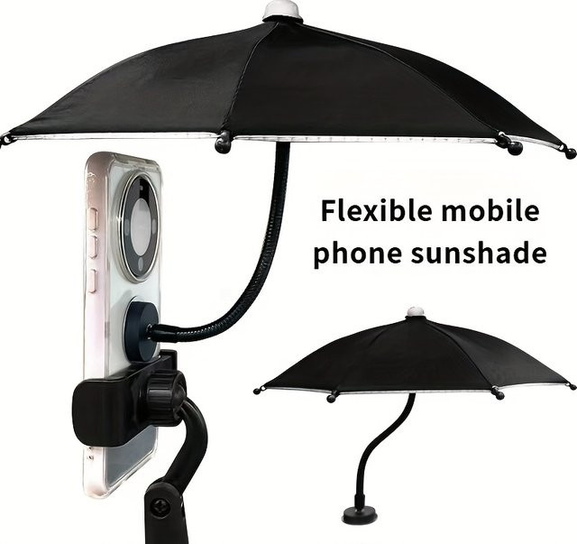 GOT-TOG Magnetischer Handy-Sonnenschirm für iPhone in Blau, blendfreier 360 Grad Sonnenschutz und drehbarer Mini-Regenschirm - Bild 1