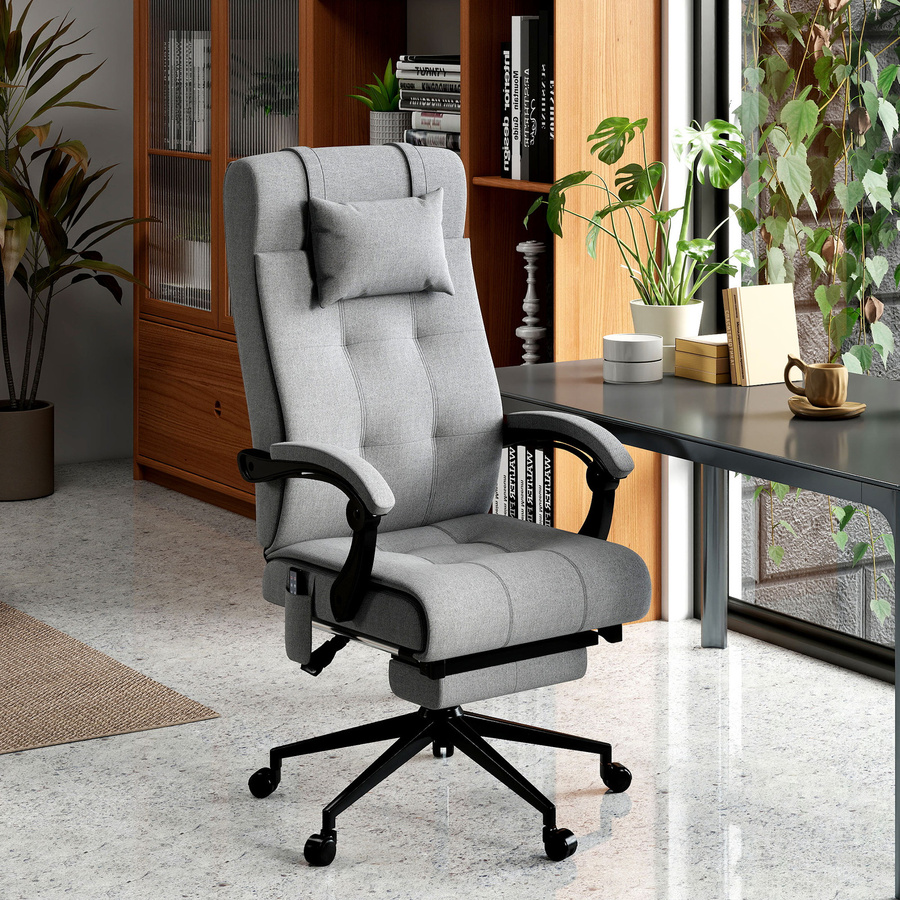 Vinsetto Ergonomischer Bürostuhl mit Massagefunktion und Lendenheizung in Grau mit Fußstütze und Kopfstütze, B/T/H: 66 x 76 x 112-120 cm - Bild 2