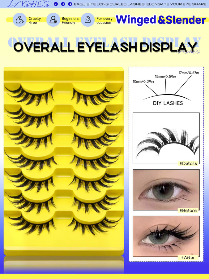 VELTRINAY Künstliche Wimpern, Wispy Lashes, Cat-Eye, Natürlich - Bild 3