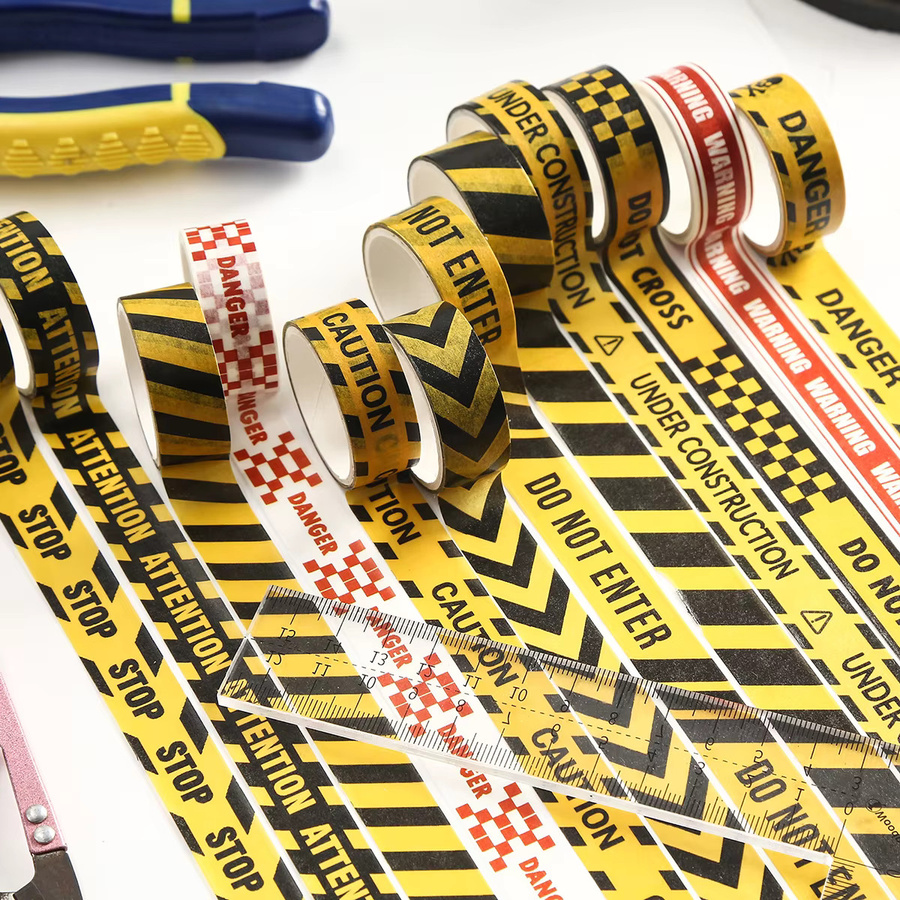 Gelbes Warnband-Set mit 12 Rollen für Scrapbooking, Journaling und DIY-Bastelarbeiten - Bild 5