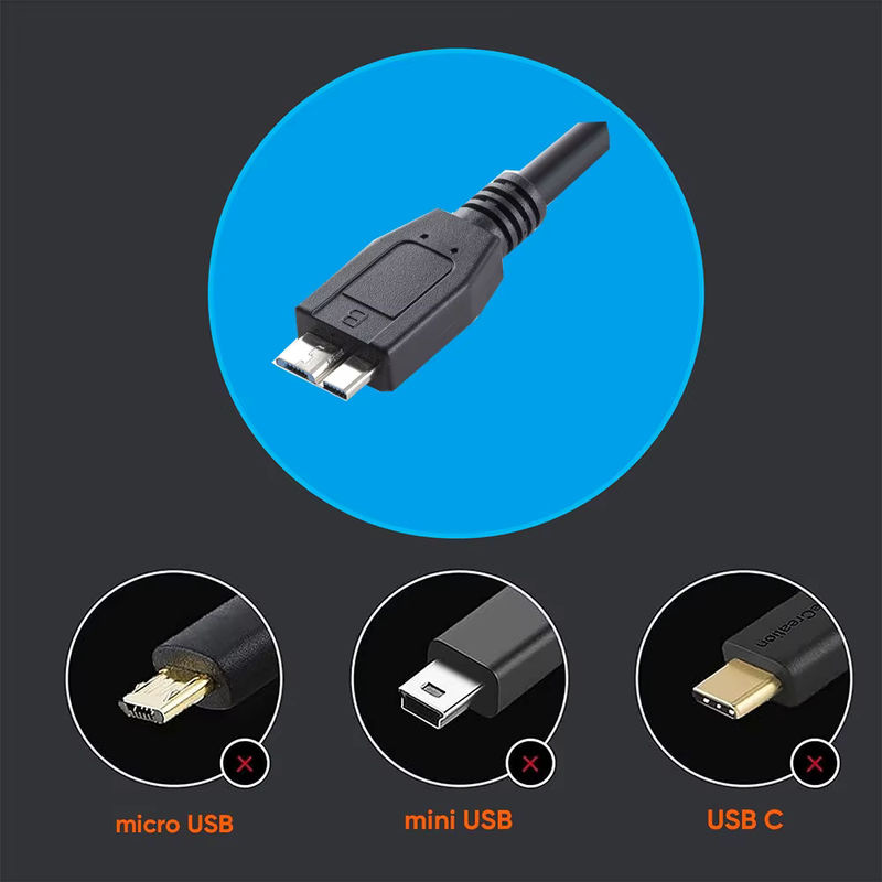 HDmatters USB 3.0 auf Micro B Kabel in Schwarz für externe Festplatten von Western Digital, Toshiba, Lacie und Seagate - Bild 3