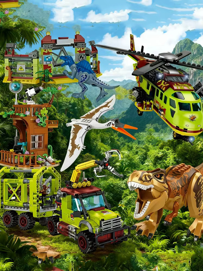 Mengwoha Jurassic Dinosaurier Welt Bausteine Set mit Tierfiguren und Roboter in Mehrfarbig - Bild 6