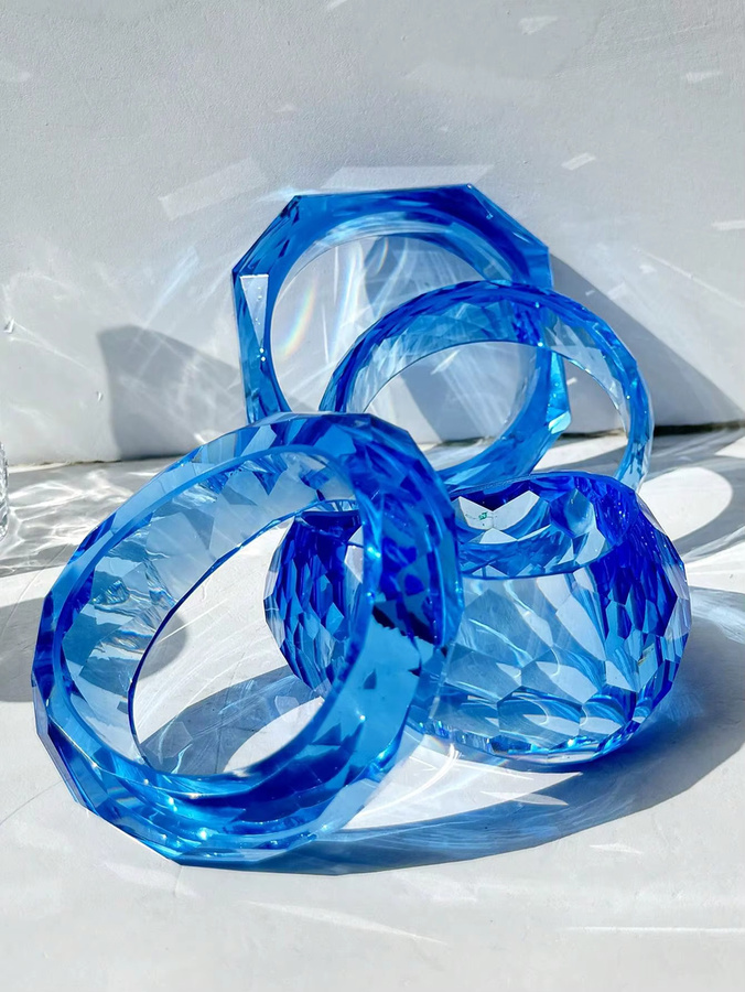 HangZhi Armband, blau transparentes Harz, asymmetrischer Schnitt, Damen - Bild 4