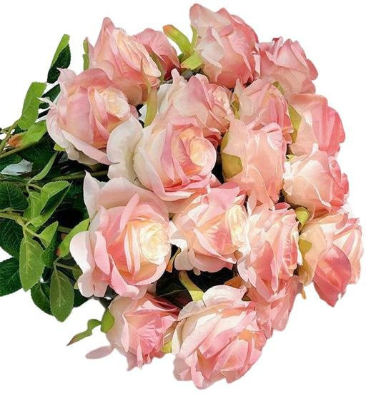 12 Stück künstliche Rosenblüten von DYS Home Decor in Braun und Pink für deine Hochzeitsdekoration - Bild 1
