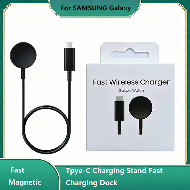 Samsung Magnetisches Kabelloses Ladegerät mit USB-C Typ-C Ladeständer für Galaxy Watch 8 7 6 Classic 5 Pro 4 3 2 in Schwarz - Bild 1