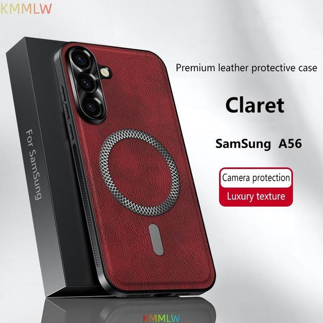 Luxus Magnetische Lederhülle für Samsung Galaxy A15 A16 A34 A54 A35 A52 A53 A55 A56 A57 (4G/5G), Farbe: Rot - Bild 1