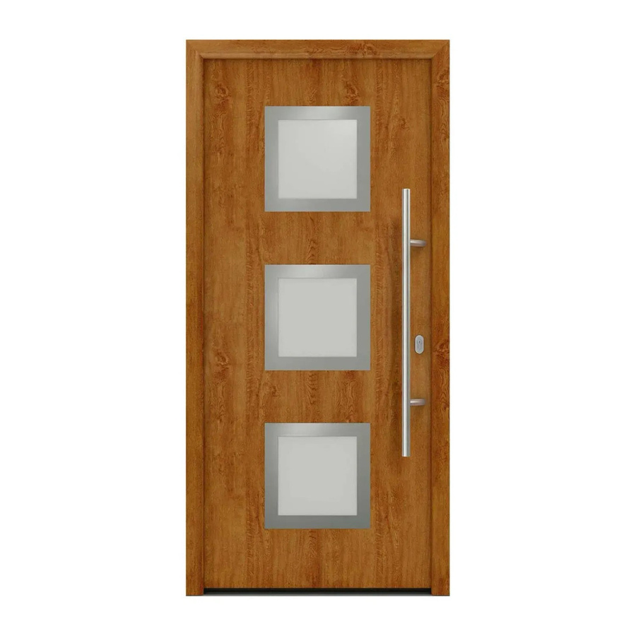 EcoStar Haustür Isopro IP 810S in Golden Oak, Farbe: Braun, mit Glaseinsatz, B/H: 110 x 210 cm, DIN Rechtsausführung - Bild 2