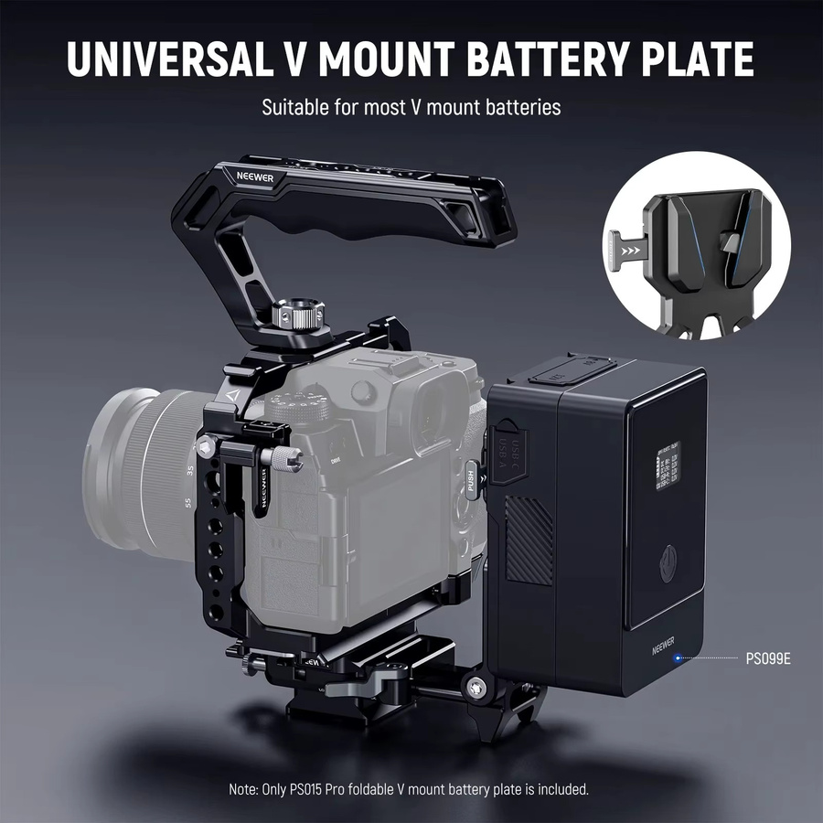 NEEWER PS015 Pro faltbare V-Mount-Batterieplatte mit Arca Quick Release-Grundplatte, Schwarz - Bild 2