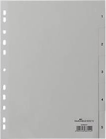Durable Kunststoffregister A4 in Grau mit Zahlen 1-5 - Bild 1