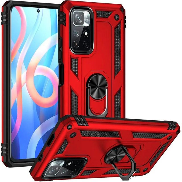 Stoßfeste Rüstung Bumper Case mit Metallring für Xiaomi Redmi Note 12 11 11S 10 9 Pro Max 11T 10T 11A 12C 10C 10S 5G in Rot - Bild 1