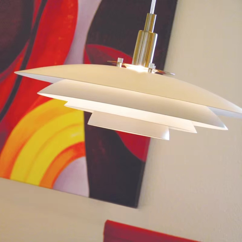 JIANKEXING Mid-Century Pendelleuchte mit Farbverlauf in Weiß und Rot, verstellbare Designer-Lampe aus Metall für Esszimmer und Küche - Bild 5