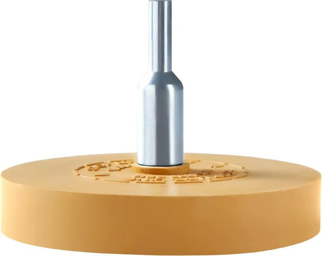 Gelbes Gummi-Radierpad mit Bohradapter und 88 mm Polierscheibe zur schnellen Entfernung von Autoaufklebern und Vinyl-Stickern - Bild 1