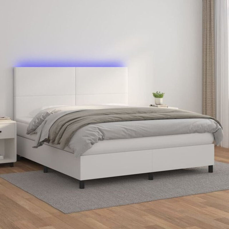 VIDAXL Boxspringbett mit Matratze aus Kunstleder und Holzwerkstoff in Weiß, B/T/H: 160 x 200 x 118 cm - Bild 1
