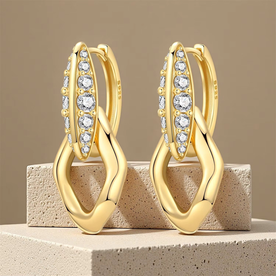 PANPOKI Tropfenohrringe, 925 Silber, 18 Karat Gold, Damen - Bild 4