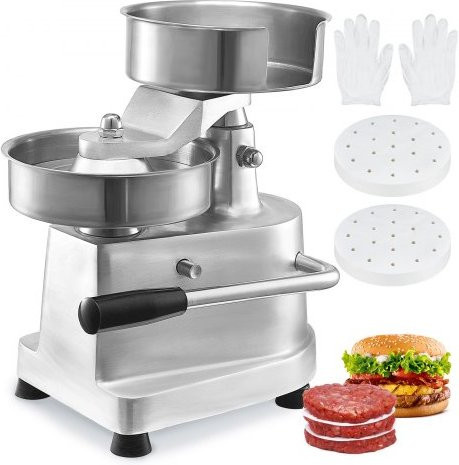 VEVOR Kommerzieller Burger-Patty-Maker aus Edelstahl in Silber, 150 mm Durchmesser, inklusive 1000 Stück Patty-Papier - Bild 1