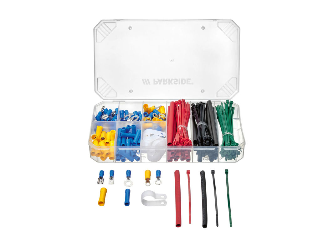 Parkside Kleinteileset Niedervolt mit Kabel, Steckern, Kabelklemmen und Sicherungen in Mehrfarbig und Blau - Bild 2