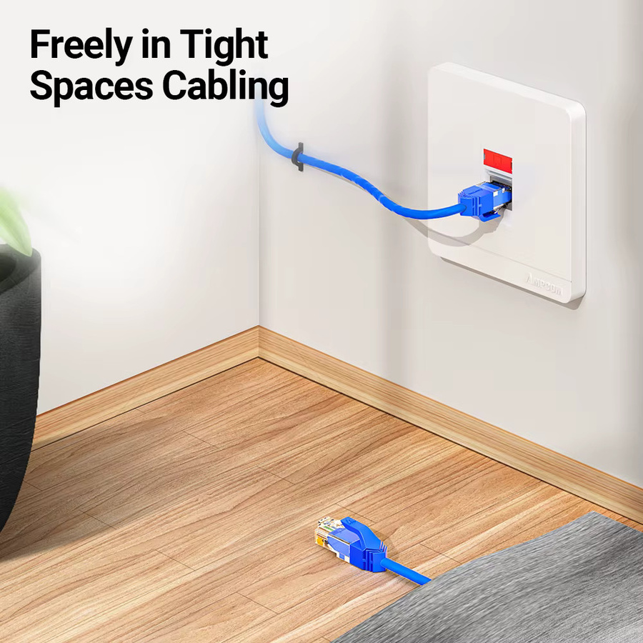 AMPCOM Ethernet-Kabel CAT6A ultradünnes RJ45-LAN-Patchkabel Blau - Bild 3