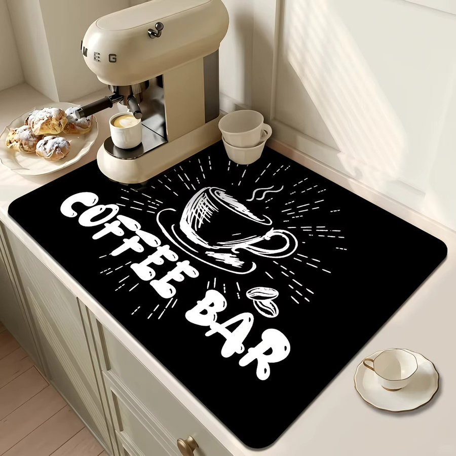 VIKAMA Kaffeematte für Kaffeemaschinen, wasserdicht, ölbeständig und hitzebeständig, Schwarz - Bild 3