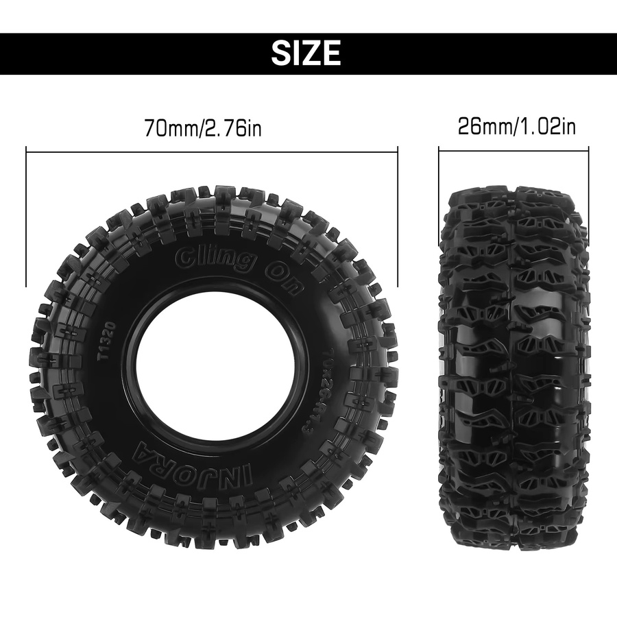 INJORA ClingOn Reifen, 70*26mm, für 1/18 1/24 Micro Crawler - Bild 3