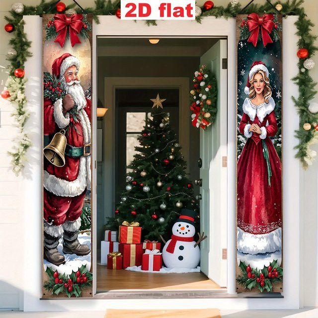 VIKAMA Weihnachten Willkommen Türbanner als Wandbehang für Indoor und Outdoor aus Polyester, Rechteckig, Breite: 180 cm, Höhe: 30 cm - Bild 1