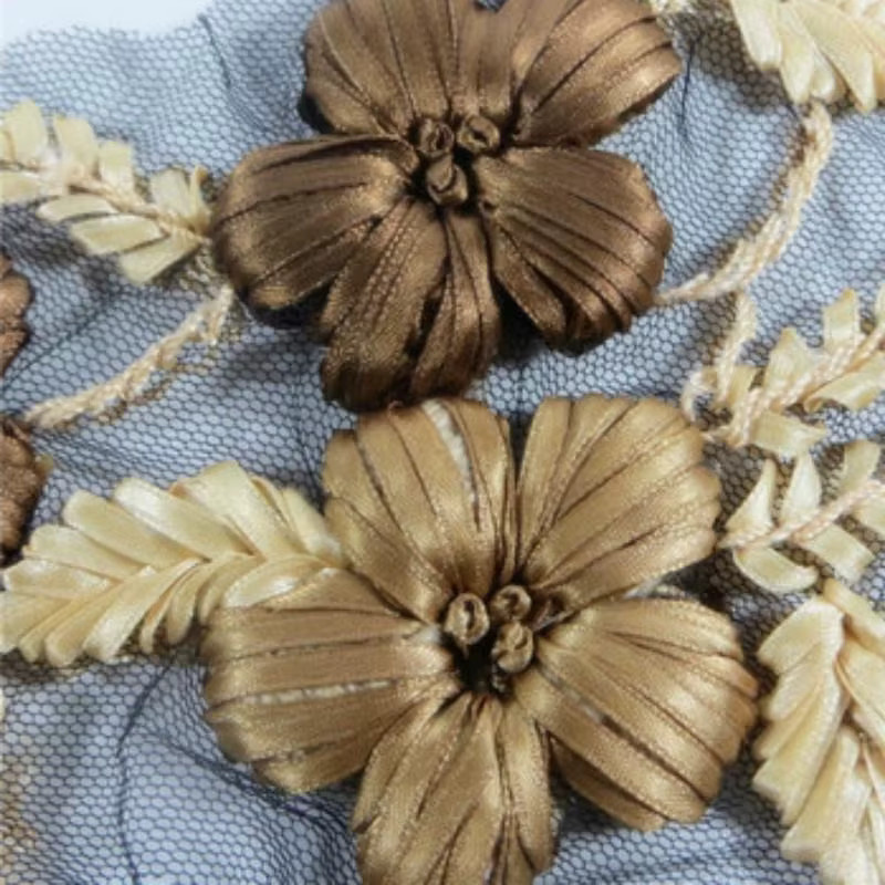 Goldene Blumen Stickerei Bänder als Applikation und Verzierung zum Nähen und Basteln - Bild 2