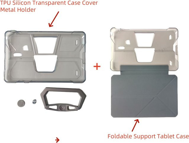 Transparente TPU Silikon Hülle mit Metallhalterung und faltbarer Unterstützung für dein Unihertz TANK Pad - Bild 1