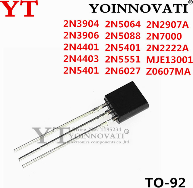 50er Set YOINNOVATI Transistor-Sortiment in Schwarz mit Modellen 2N3904, 2N3906, 2N4401, 2N4403, 2N5401, 2N5064, 2N5088, 2N5551, 2N6027, 2N2907A, 2N7000, 2N2222A, MJE13001 und Z0607MA - Bild 1