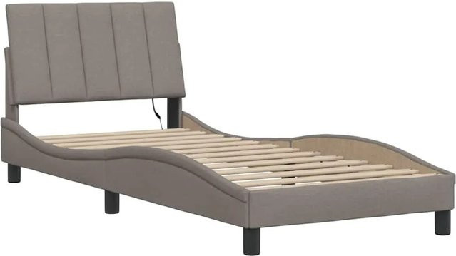 vidaXL Bettgestell Hanko ohne Matratze in Taupe mit USB-Ladeport und Unterbettbeleuchtung B/T/H: 80 x 200 cm - Bild 1