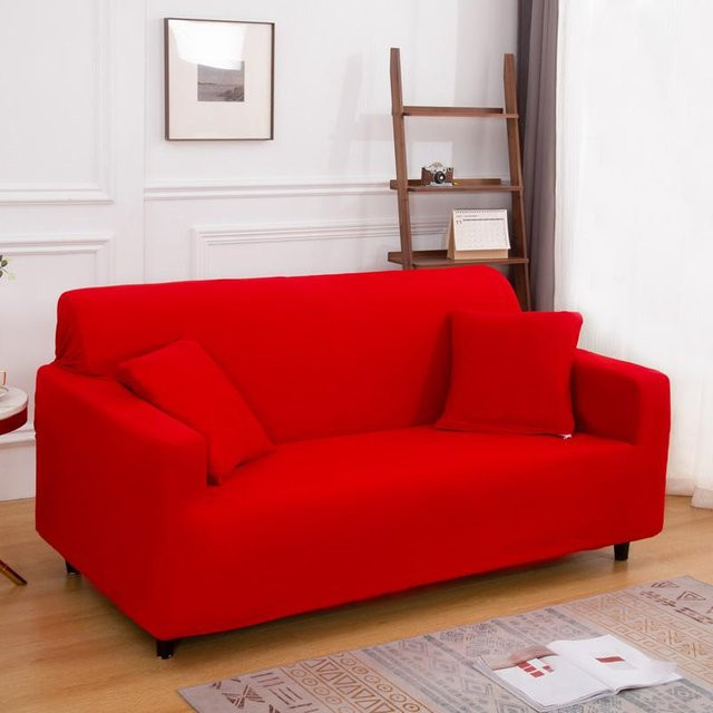 Elastischer Sofabezug von Your Warm Home in Rot für 4-Sitzer Ecksofas, Uni-Design, Breite: 235-300 cm - Bild 1