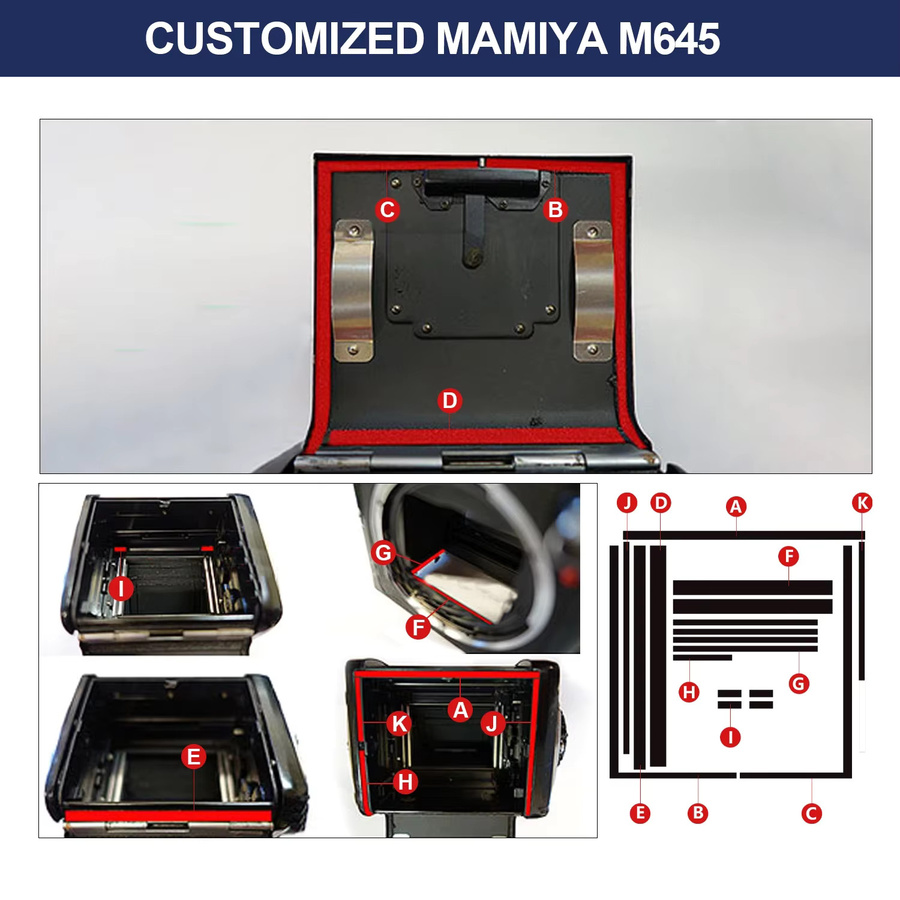 eTone Ersatz-Reparatursatz für Dichtungsschaumschwamm in Schwarz für Mamiya M645, M645 J und M645 1000S - Bild 5