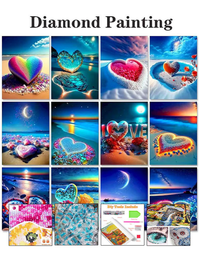 GATYZTORY DIY Diamantmalerei Meerlandschaft Mosaik Set mit bunten Steinen für handgemachte Dekoration, B/H: 20 x 30 cm - Bild 2