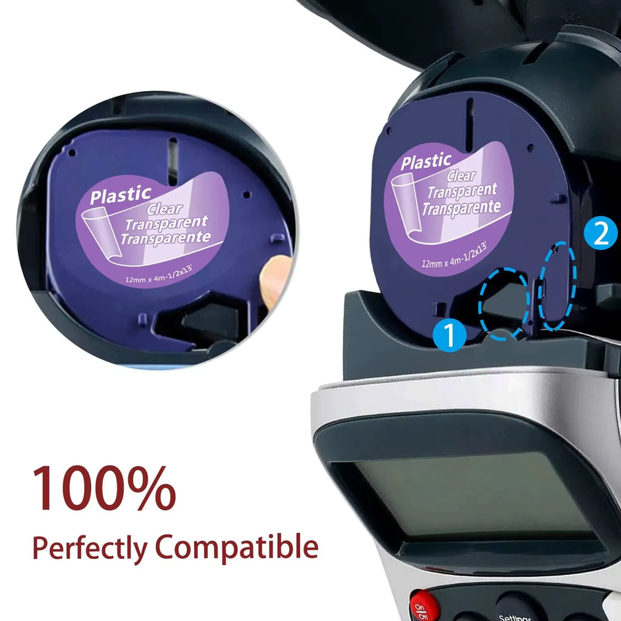 DYMO LetraTag Plus Etikettenband-Nachfüllung, 10 Stück, Mehrfarbig, Breite: 12 mm, kompatibel mit LT-100T, LT-100H, 200B und QX50 LT - Bild 1
