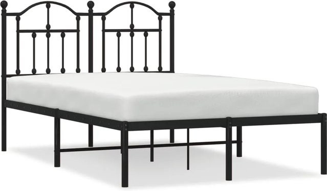 vidaXL Bettgestell aus Metall mit Kopfteil in Schwarz, B/T/H: 120 x 200 x 97 cm - Bild 1