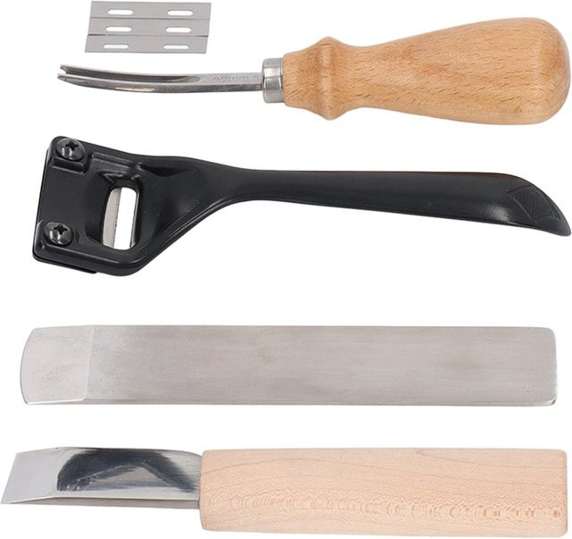 GoolRC Schälmesser Set aus Metall für Leder und Holz in Schwarz mit gebogenen Griffen - Bild 1