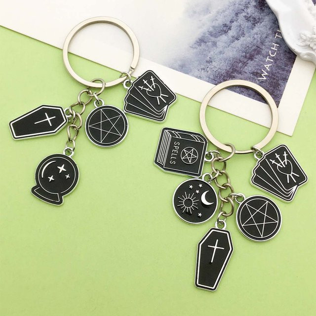 Schlüsselanhänger Tarot, Legierung, Emaille, Schwarz, Unisex - Bild 1