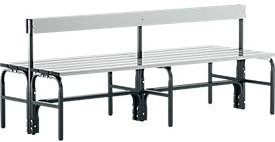 Sypro Umkleidebank aus Stahlrohr und Aluminium mit Rückenteil, Breite: 150 cm, Farbe: Anthrazit - Bild 1