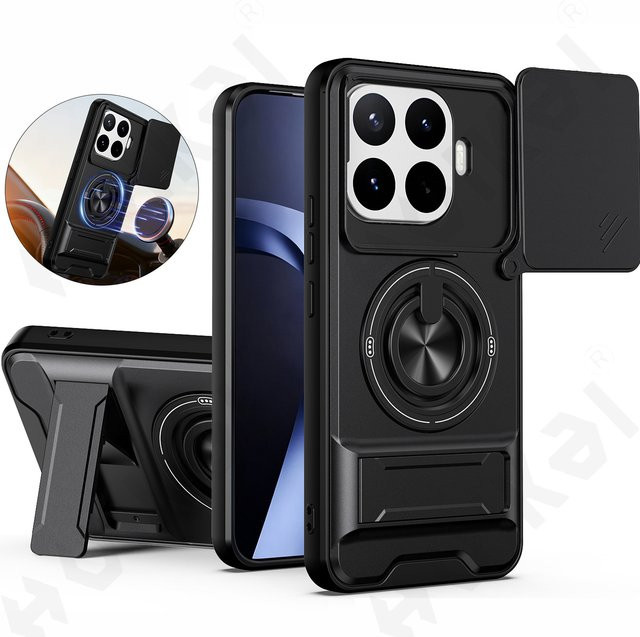 Schutzhülle für Xiaomi 17T, 15T Pro, Redmi Note 15 Plus und 17 Ultra mit Kartenhalter, Schiebe-Kameraring, Ständer und Panzerung in Schwarz oder Weiß - Bild 1