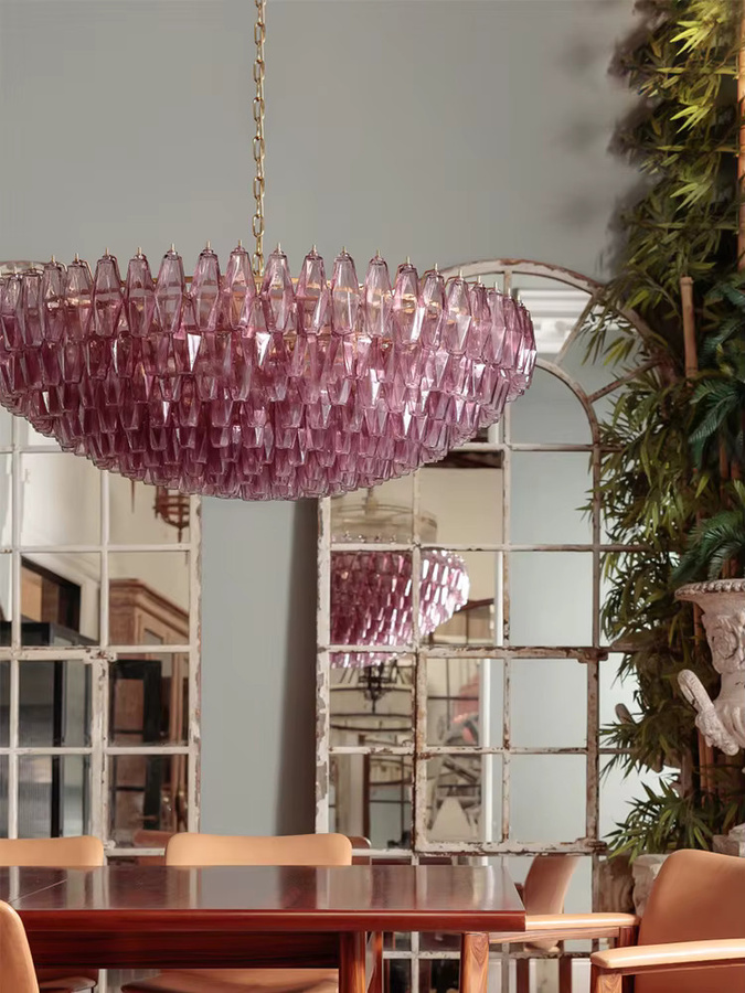 2026 Murano-Glas Wunschflaschen-Pendelleuchte aus farbigem Glas und silbernem Messing, rund und dimmbar - Bild 2