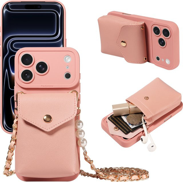 Sturzsichere Leder-Handyhülle für Samsung Android Smartphones mit Kartenfächern und Bargeldfach in Schwarz oder Pink - Bild 1