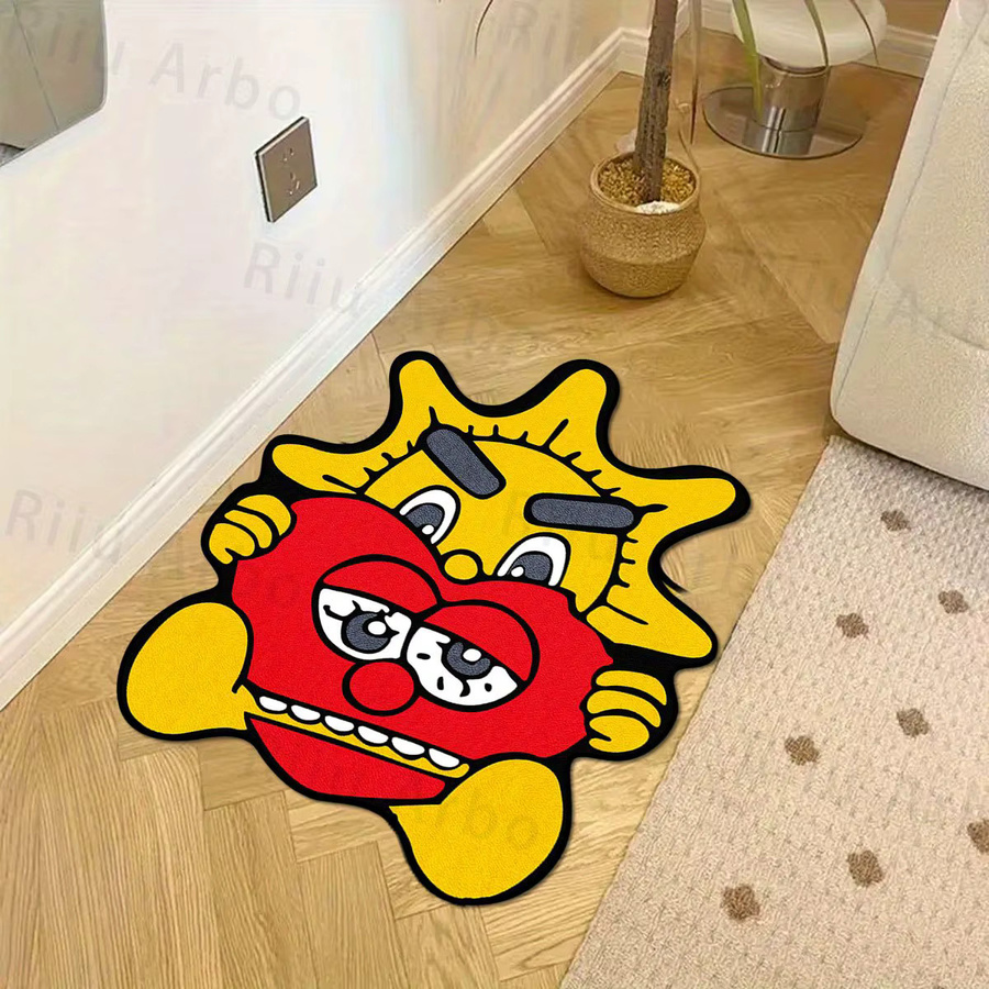 VIKAMA Bodenmatte im Cartoon Street Hip-Hop-Stil, unregelmäßige Teppich-Dekoration für Wohnzimmer und Schlafzimmer, Multicolour - Bild 2