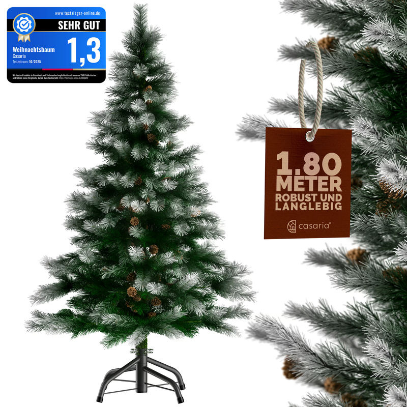 CASARIA Weihnachtsbaum künstlich mit Schnee-Optik in Grün und Weiß, Höhe: 180 cm, mit Metallständer - Bild 2