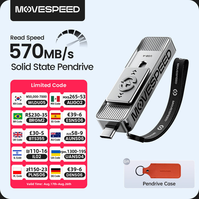 MOVESPEED SP05 USB Type C Flash Drive USB 3.2 Gen 2 OTG Pendrive in Silber mit bis zu 2 TB Kapazität und 570 MB/s - Bild 1