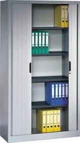 C + P Omnispace Rollladenschrank aus Stahl und Kunststoff, lichtgrau, abschließbar mit höhenverstellbaren Regalböden, H x B x T: 198 x 100 x 42 cm - Bild 1