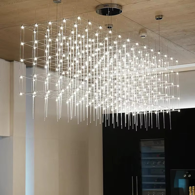 Moderner Würfel-Kronleuchter von HomeLover als Pendelleuchte aus Metall für Wohnzimmer, Esszimmer oder Büro in Warmweiß - Bild 2