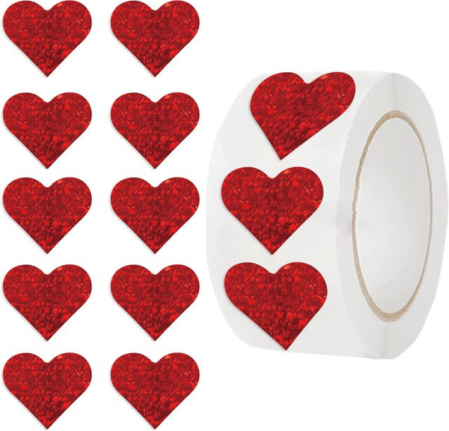 500 Stück rote Herz-Aufkleber aus Papier als dekorative Etiketten für Geschenke und Belohnungen - Bild 1